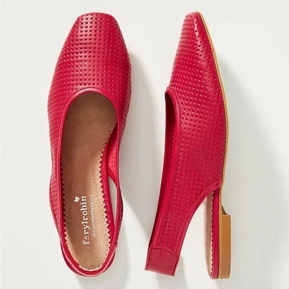 Anthropologie Farylrobin Kymeni Slingback Flats Pink Perforated Leather Size 37 - Picture 1 of 8